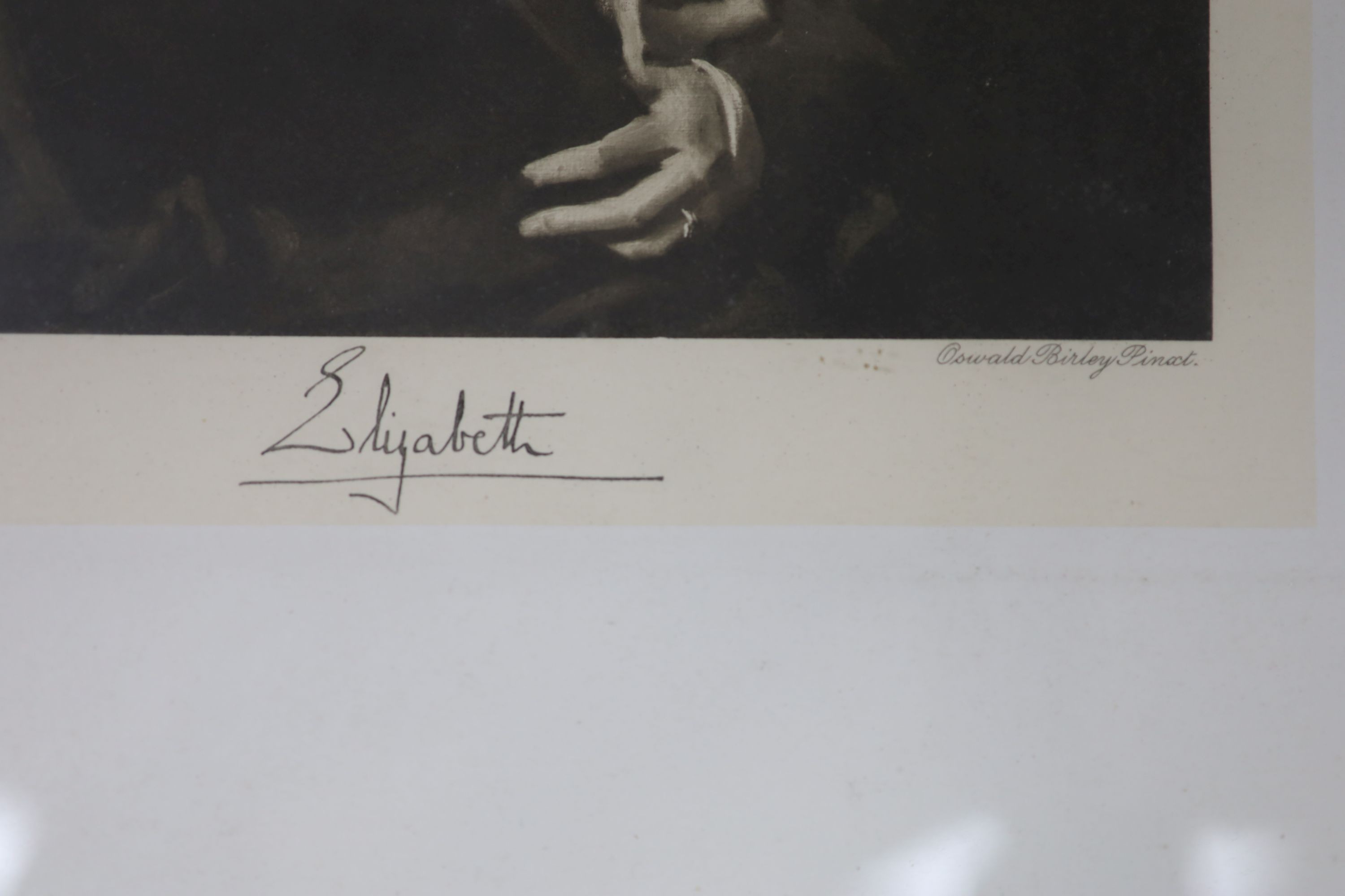 After Sir Oswald Birley. A photograph of Elizabeth Duchess of York, later Queen Elizabeth, signed